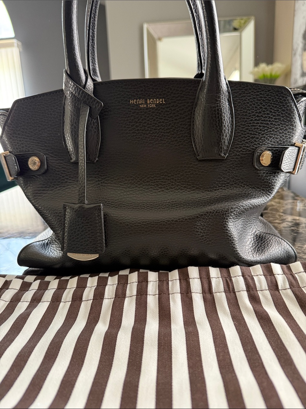 henri bendel Black Pebble Leather Satchel with Gold Hardware - Picture 5 of 5
